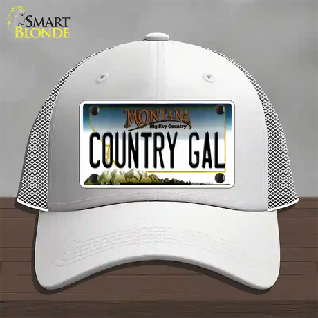 Country Gal Montana State Novelty License Plate Hat Mesh / White