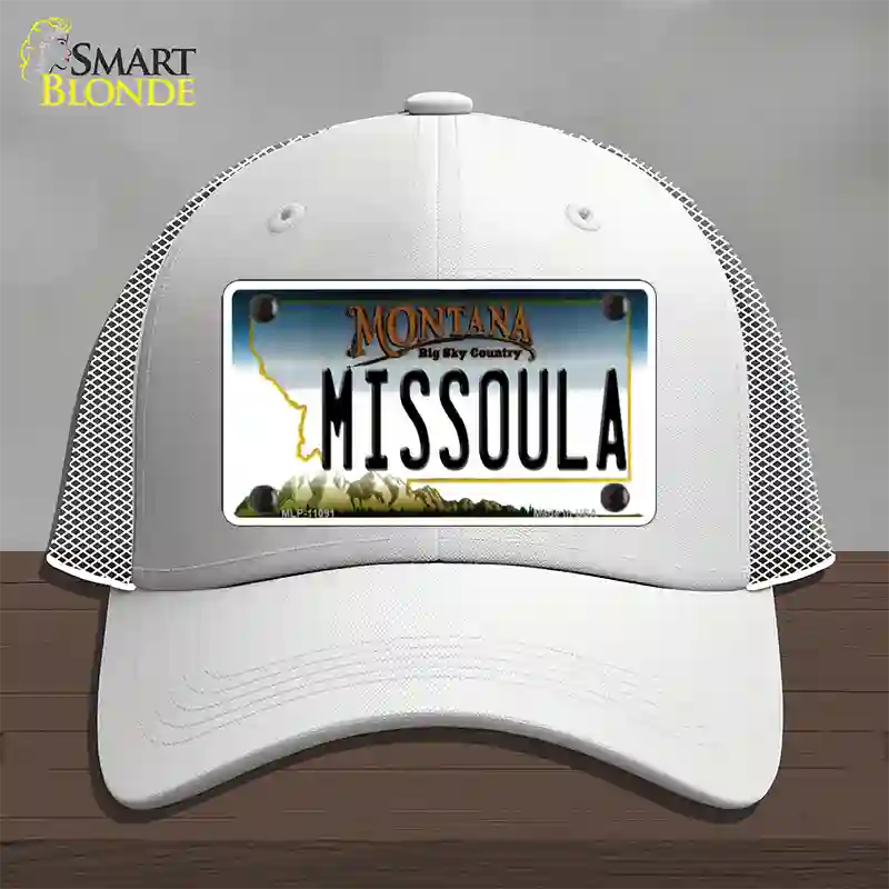 Missoula Montana State Novelty License Plate Hat Mesh / White