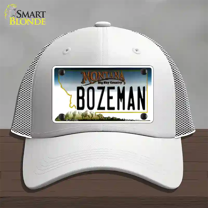 Bozeman Montana State Novelty License Plate Hat Mesh / White