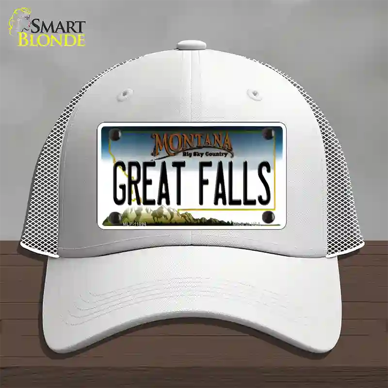 Great Falls Montana State Novelty License Plate Hat Mesh / White