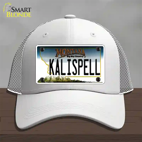 Kalispell Montana State Novelty License Plate Hat Mesh / White