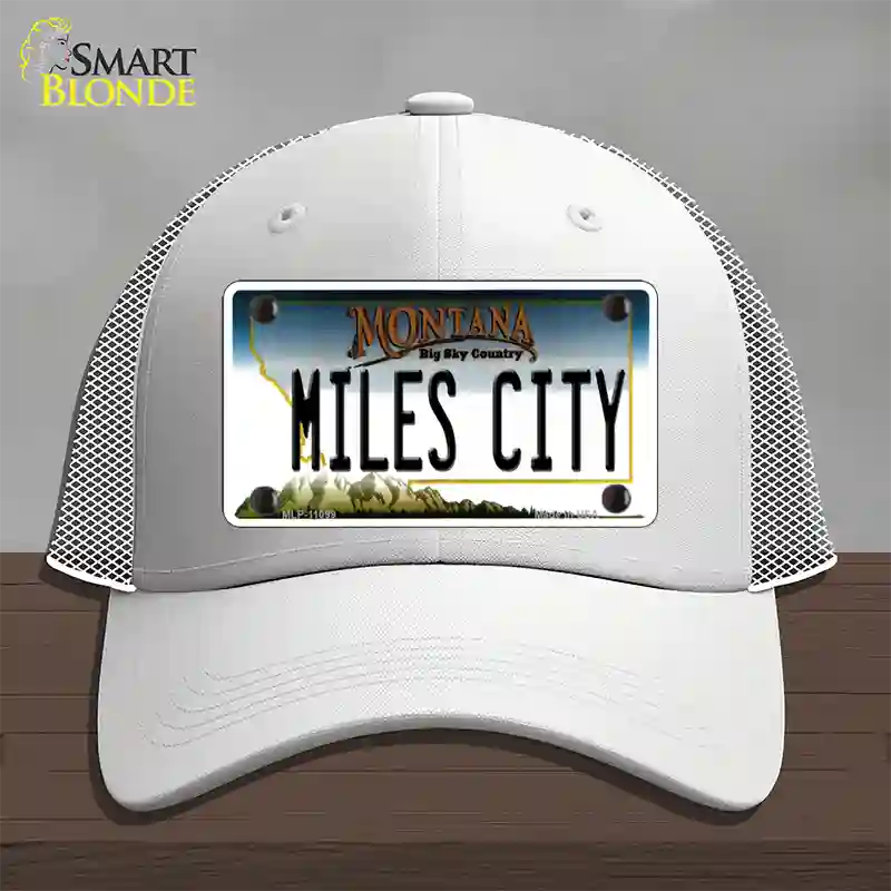 Miles City Montana State Novelty License Plate Hat Mesh / White