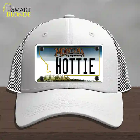 Hottie Montana State Novelty License Plate Hat Mesh / White