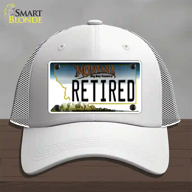 Retired Montana State Novelty License Plate Hat Mesh / White