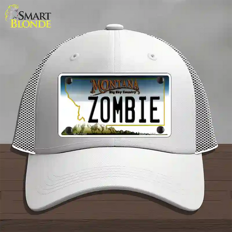 Zombie Montana State Novelty License Plate Hat Mesh / White