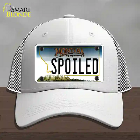 Spoiled Montana State Novelty License Plate Hat Mesh / White