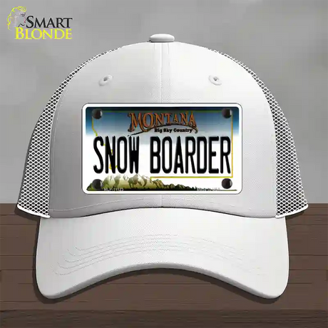 Snow Boarder Montana State Novelty License Plate Hat Mesh / White