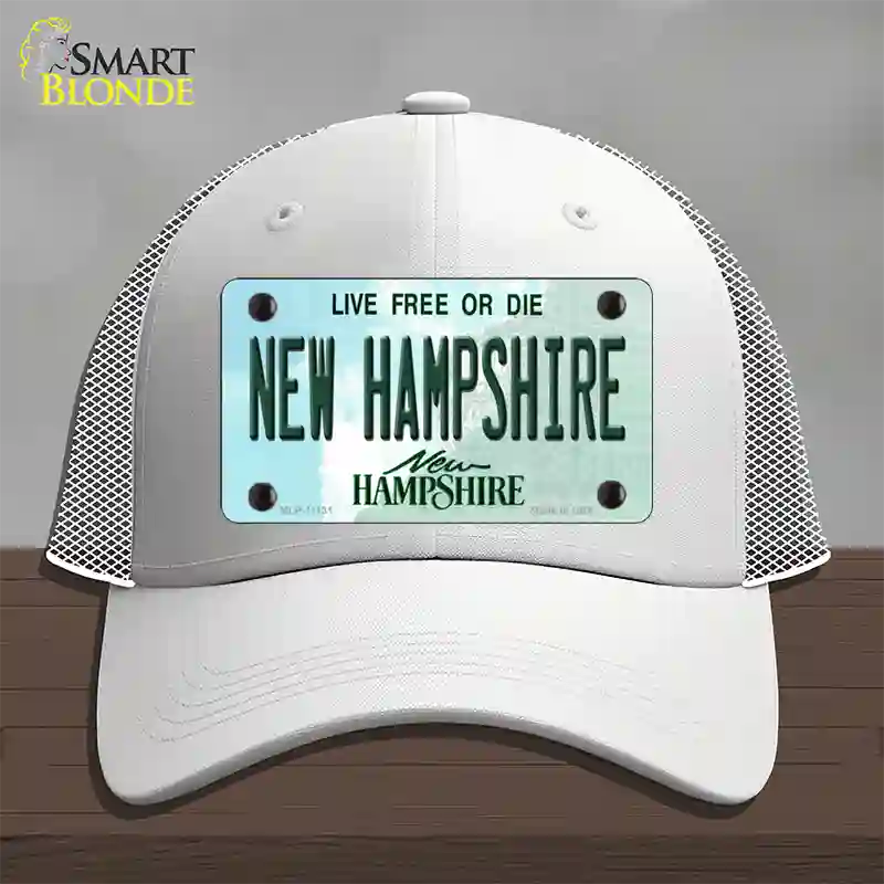 New Hampshire State Novelty License Plate Hat Mesh / White