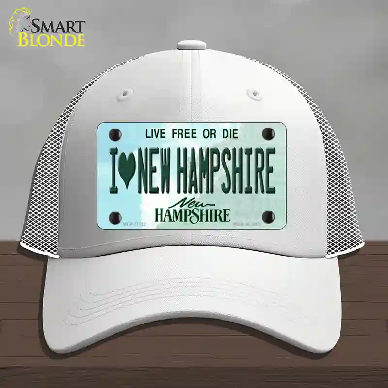 I Love New Hampshire State Novelty License Plate Hat Mesh / White