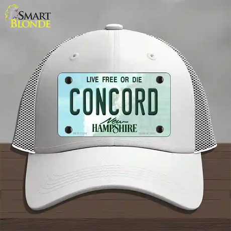 Concord New Hampshire State Novelty License Plate Hat Mesh / White