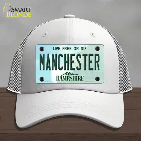 Manchester New Hampshire State Novelty License Plate Hat Mesh / White