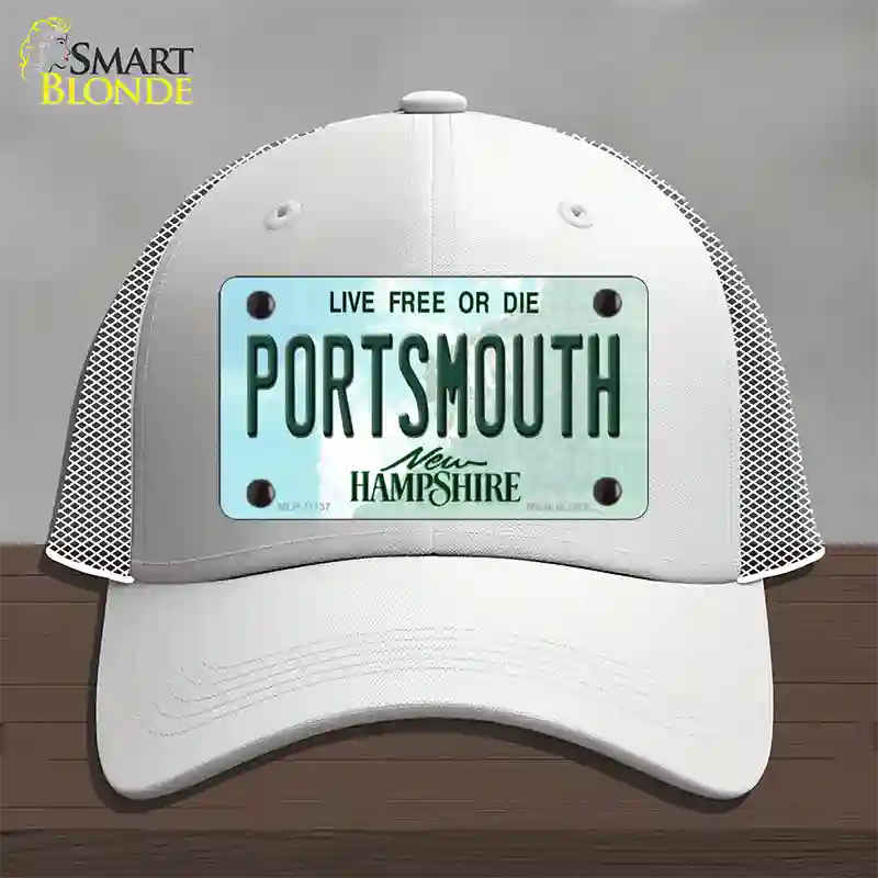 Portsmouth New Hampshire State Novelty License Plate Hat Mesh / White