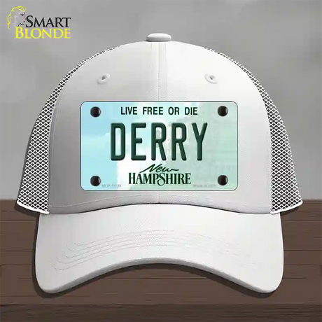 Derry New Hampshire State Novelty License Plate Hat Mesh / White