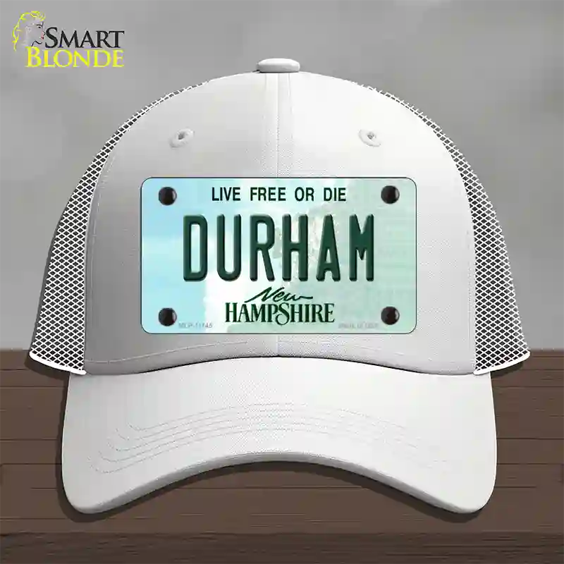 Durham New Hampshire State Novelty License Plate Hat Mesh / White