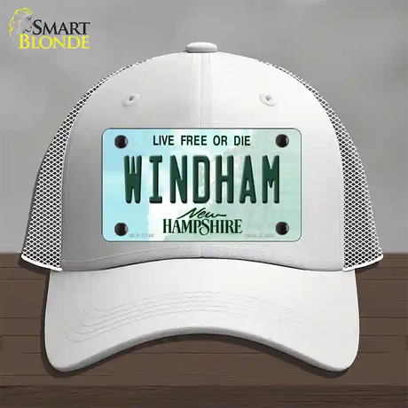 Windham New Hampshire State Novelty License Plate Hat Mesh / White