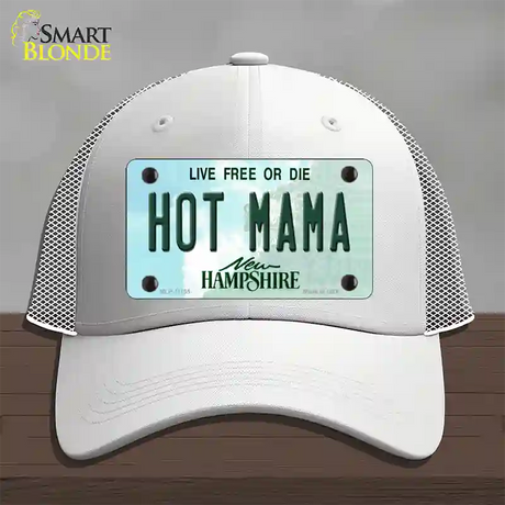 Hot Mama New Hampshire State Novelty License Plate Hat Mesh / White