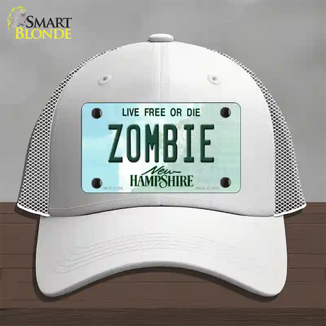 Zombie New Hampshire State Novelty License Plate Hat Mesh / White