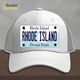 Rhode Island State Novelty License Plate Hat Mesh / White