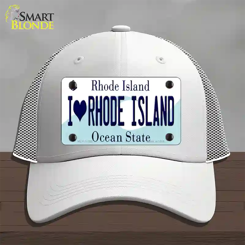 I Love Rhode Island State Novelty License Plate Hat Mesh / White