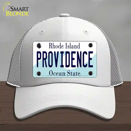 Providence Rhode Island State Novelty License Plate Hat Mesh / White