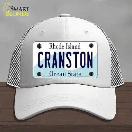 Cranston Rhode Island State Novelty License Plate Hat Mesh / White