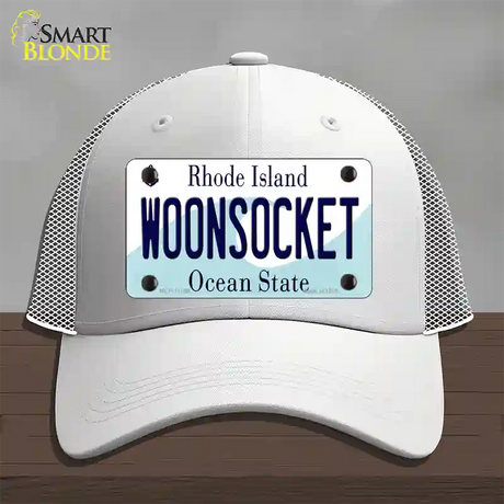 Woonsocket Rhode Island State Novelty License Plate Hat Mesh / White