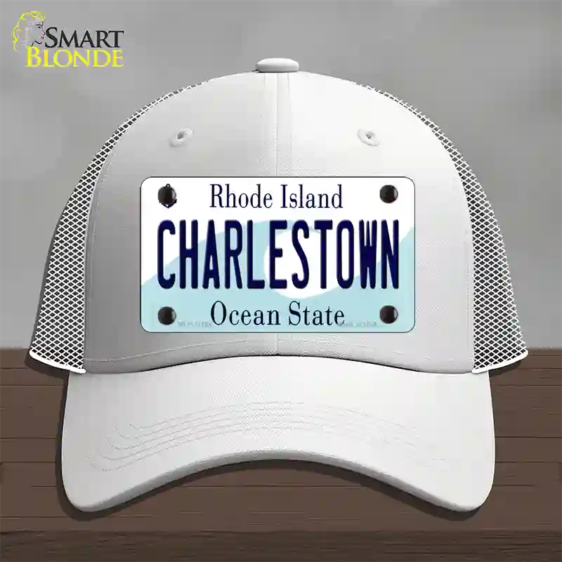 Charlestown Rhode Island State Novelty License Plate Hat Mesh / White