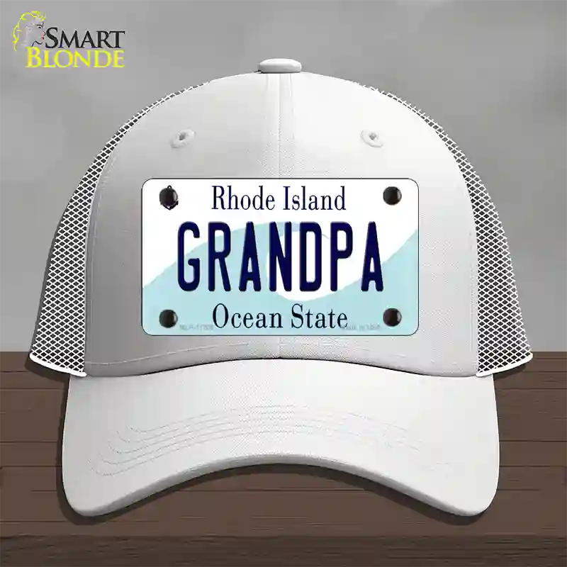 Grandpa Rhode Island State Novelty License Plate Hat Mesh / White