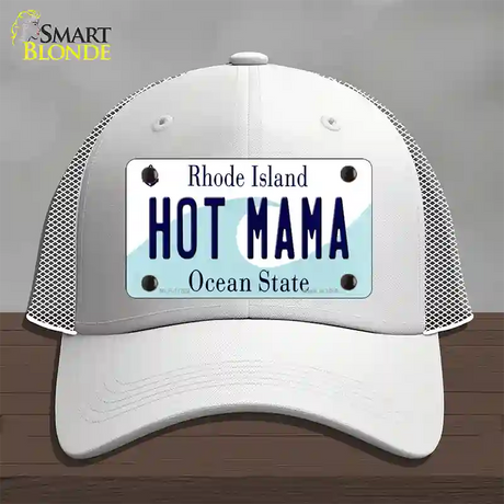 Hot Mama Rhode Island State Novelty License Plate Hat Mesh / White