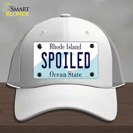 Spoiled Rhode Island State Novelty License Plate Hat Mesh / White