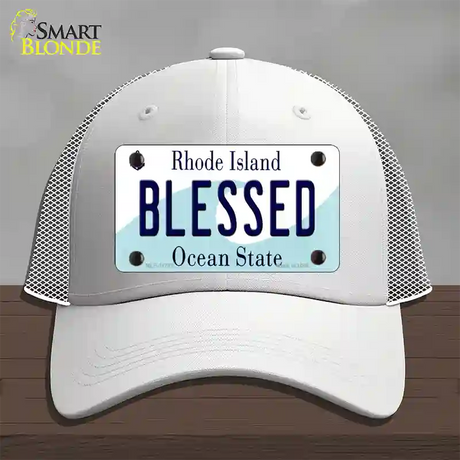 Blessed Rhode Island State Novelty License Plate Hat Mesh / White