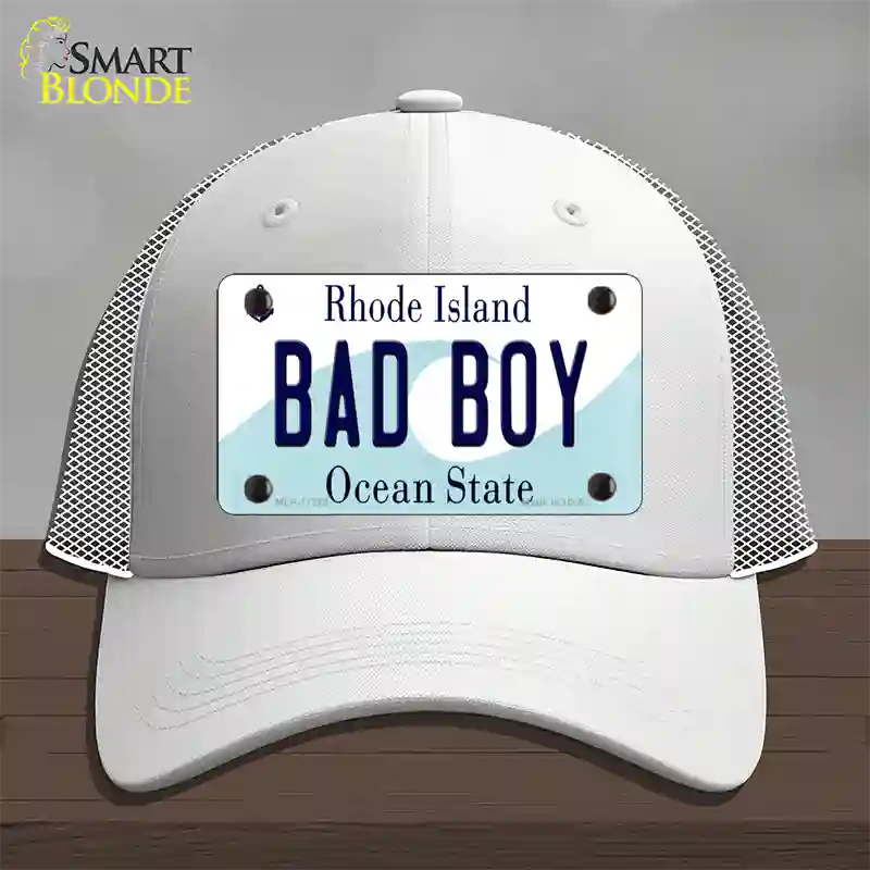 Bad Boy Rhode Island State Novelty License Plate Hat Mesh / White