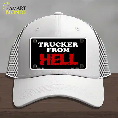 Mesh From Hell Novelty License Plate Hat Mesh / White