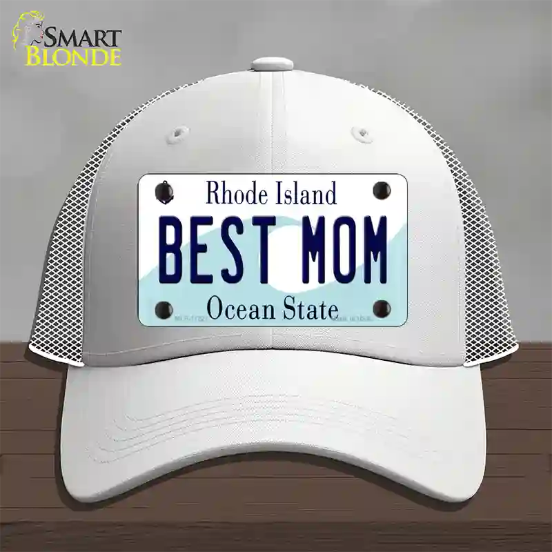 Best Mom Rhode Island State Novelty License Plate Hat Mesh / White