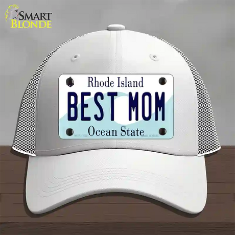 Best Mom Rhode Island State Novelty License Plate Hat Mesh / White