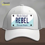 Rebel Rhode Island State Novelty License Plate Hat Mesh / White