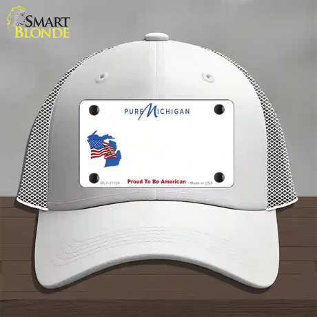 Pure Michigan Proud To Be American Novelty License Plate Hat Mesh / White