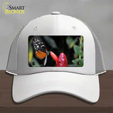 Butterfly On Red Flower Novelty License Plate Hat Mesh / White