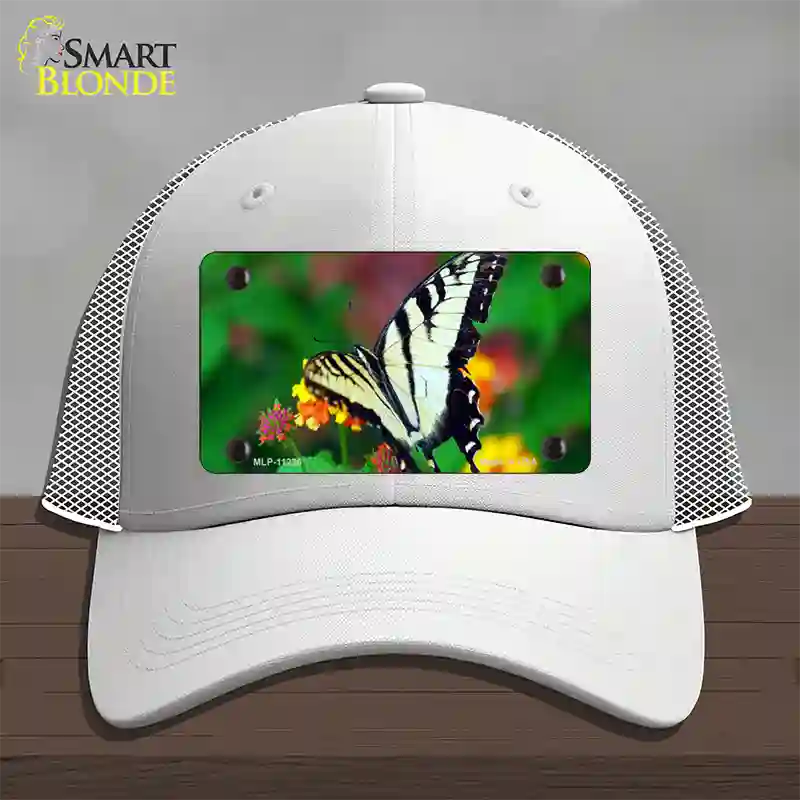 Butterfly Black and White Novelty License Plate Hat Mesh / White