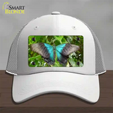 Butterfly Blue and Black Novelty License Plate Hat Mesh / White