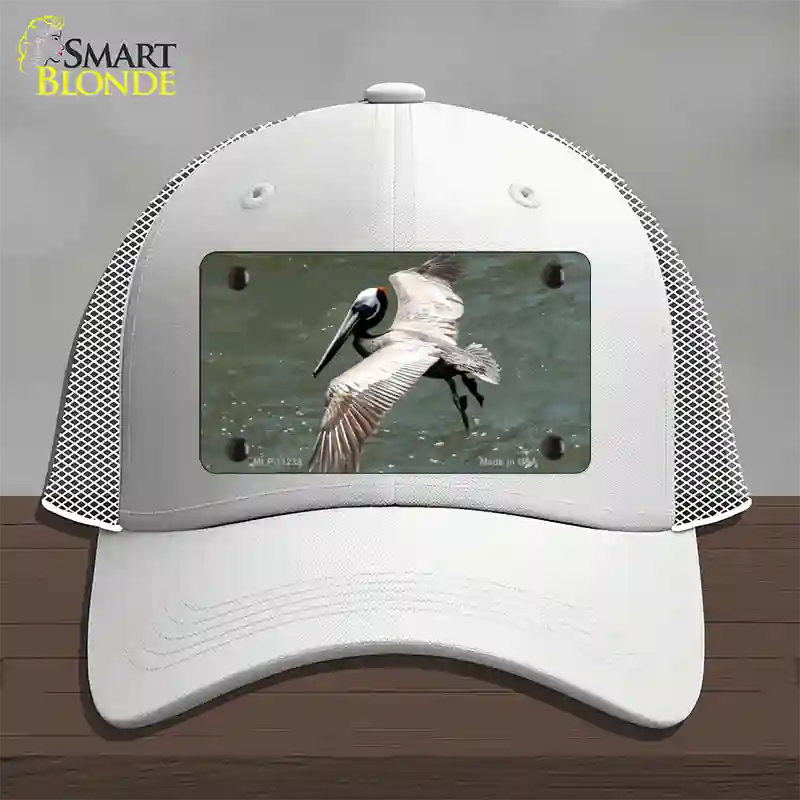 Pelican In Flight Novelty License Plate Hat Mesh / White