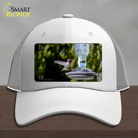 Hummingbird At Feeder Novelty License Plate Hat Mesh / White