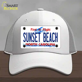 Sunset Beach North Carolina State Novelty License Plate Hat Mesh / White