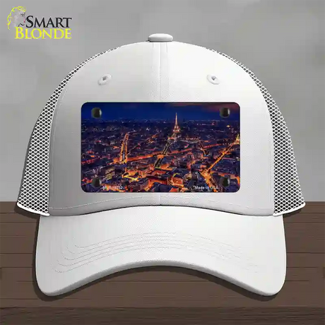 Paris At Night Eiffel Tower In Center Novelty License Plate Hat Mesh / White