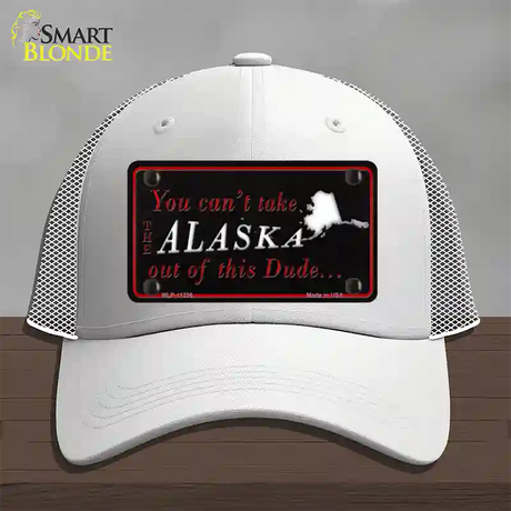 Alaska Dude Novelty License Plate Hat Mesh / White