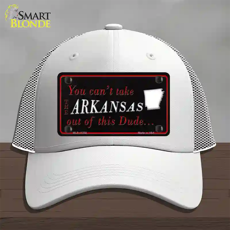 Arkansas Dude Novelty License Plate Hat Mesh / White