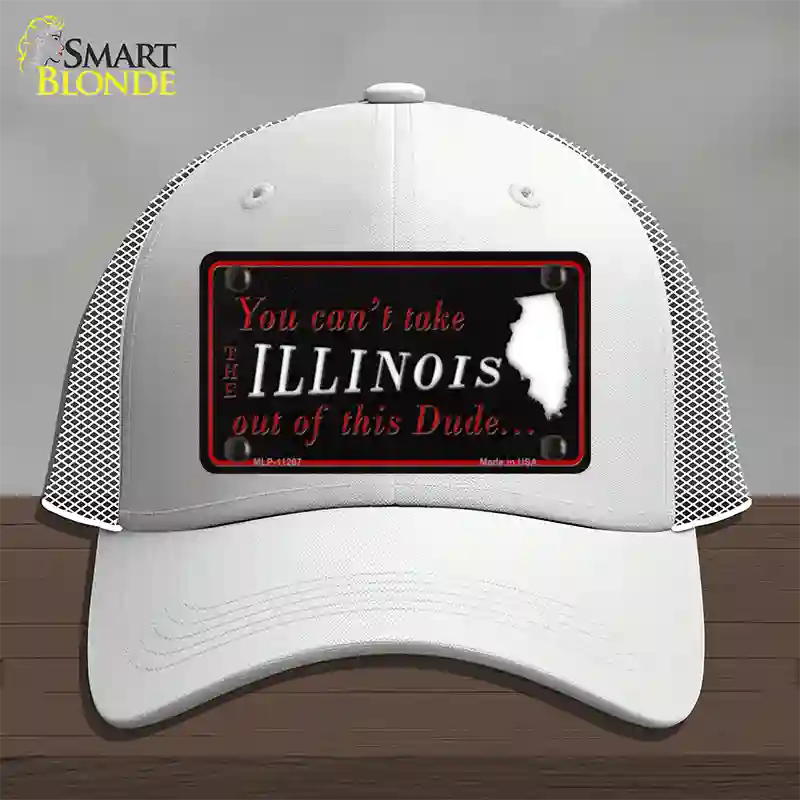 Illinois Dude Novelty License Plate Hat Mesh / White