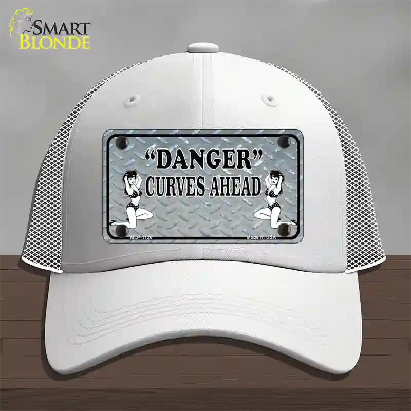 Danger Curves Ahead Novelty License Plate Hat Mesh / White