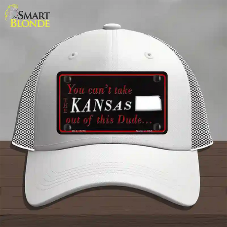 Kansas Dude Novelty License Plate Hat Mesh / White