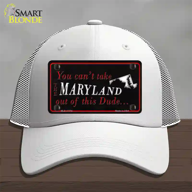 Maryland Dude Novelty License Plate Hat Mesh / White